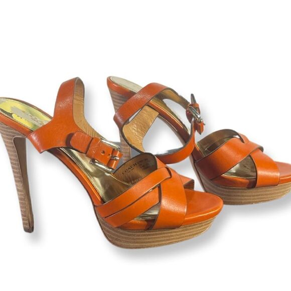 COACH - deep orange leather heels - Picture 2 of 6